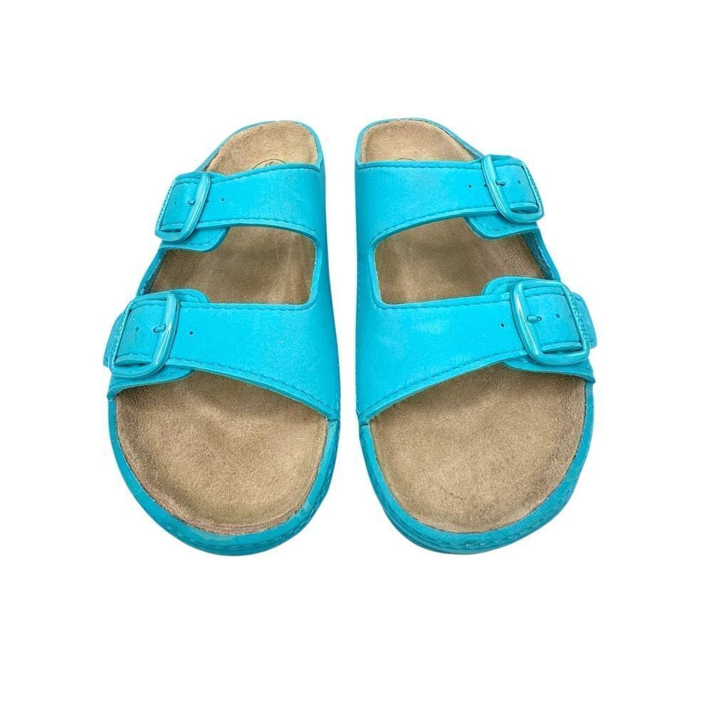 New Biofun Relaxing Footwear 2 Strap Turquoise Leather Sandals Women’s Size 6.5
